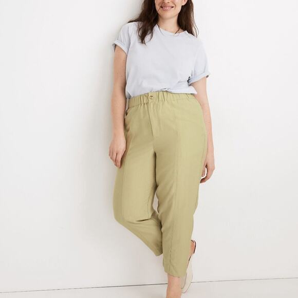 Madewell Tapered Huston Comfort Pull-On Crop Pants Green NWT Size M - Picture 1 of 11